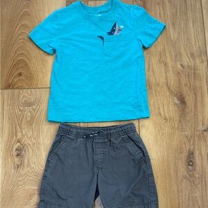 Blue Shark Tee and Gray Shorts Set